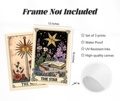 Pouydmi Tarot Card Wall Art Sun Moon Canvas 16″L x 12″W,