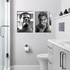 Laughing Moments: Set of 2 Black and White Canvas Prints for Bathroom Charm