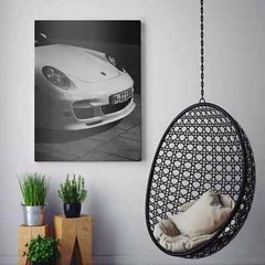 Porsche 911 Hood in Black & White Vintage Sports Cars Canvas Wall Art Print