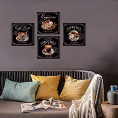 COFFEE WALL ART Kitchen Decor Cup Canvas Vintage Latte Mocha Cafe By