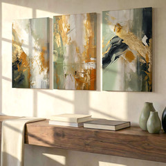 3 Pieces Abstract Modern Earth Tones Large Wall Art Set for Living Set Of 3