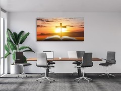 Canvas Painting Holy Bible Book and Christian Cross Wall Art,DIY Framed 24″x48″