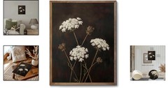 Vintage Unframed Canvas Art – Dark Dried Wildflower 8×10 Victorian Elegance