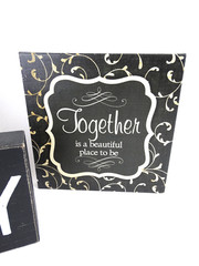 Set Of 2 Home and Together Art Canvas Wall hangings Pictures / 1 Family Wood Art