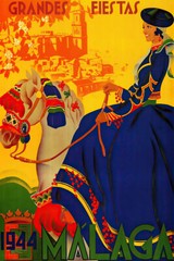 Fashion Lady Girl Horse Back 1944 Malaga Spanish Spain Art Wall – POSTER 20×30