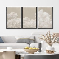 Wall26 Wall Art Framed Canvas Prints Set – Serene Sky Filled with Fluffy Cloud