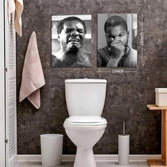 Laughing Moments: Set of 2 Black and White Canvas Prints for Bathroom Charm