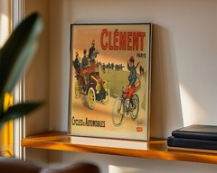 Clément Cycles & Automobiles Bombled (France) Bicycle 1903 Retro Vintage Poster