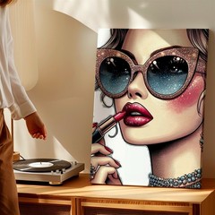 Wall Art Glamour Woman Portrait Black White Red Abstract Canvas Print Decor