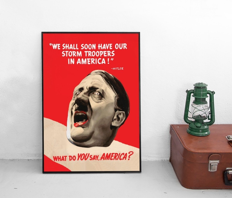 WWII Propaganda Poster Hitlers Stormtroopers USA War Effort Art Print – Unframed