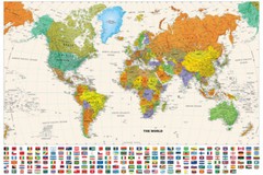120×80cm World Map Educational Poster Print Map of The World Polyester Cloth