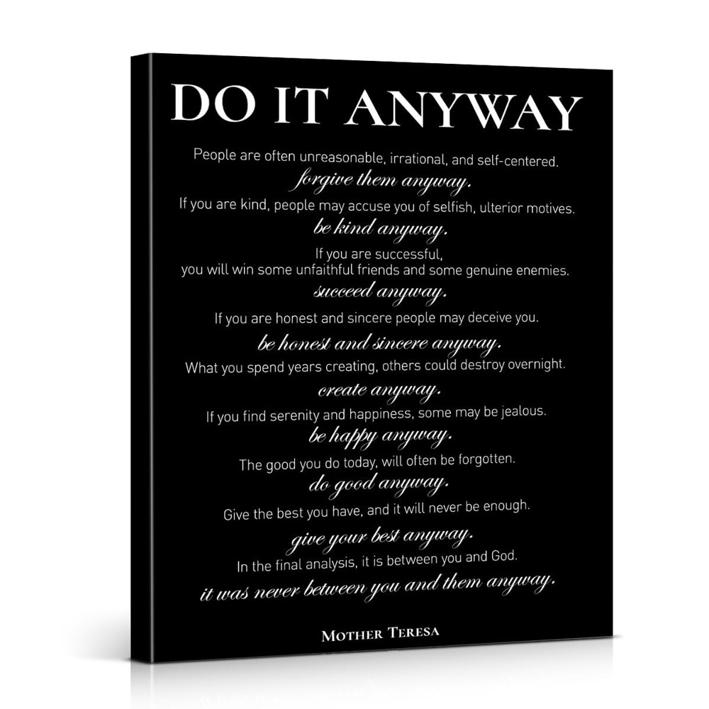 Inspirational Canvas Wall Art Motivational Do It Anyway Quote Print Poster Po…