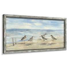 Beach Framed Painting Wall Decor Abstract Ocean Wall Art Coastal Oil Painting S