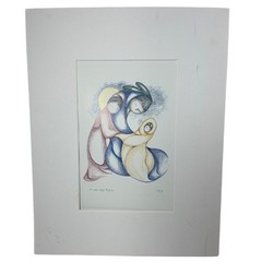 Daphne Odjig Canadian Indian A New Day Begins Card Series Signed Colored 9″x6″