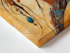 Boho Woman Portrait Canvas Wall Art Orange Turban Jewelry Print Decor Wall Home