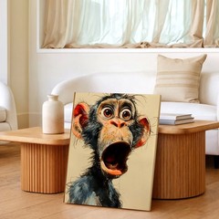 Canvas Funny Surprised Monkey Portrait Cartoon Animal Home Room Elegant Print