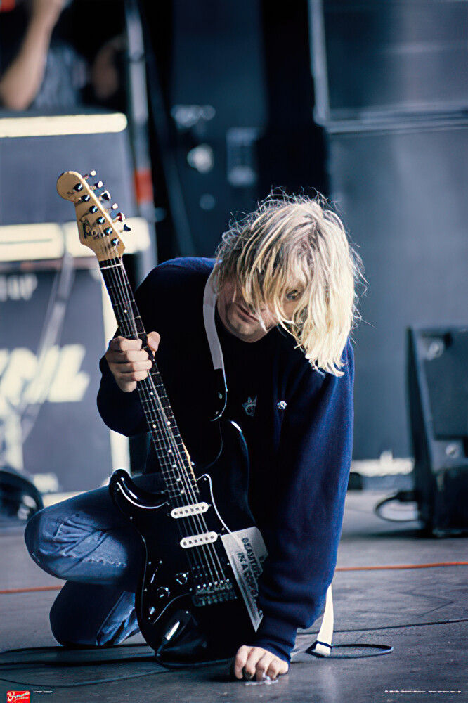 Nirvana – Music Poster (Kurt Cobain Kneeling Live On Stage) (Size: 24″ X 36″)