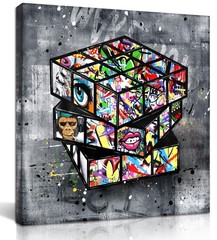 SIXTTART Banksy Canvas Wall-Art for Bedroom – Street Graffiti Wall Art Abstra…