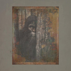 Vintage BIGFOOT FOREST Wall Art, Sasquatch Tree Decor, Cryptid Nature Art Poster