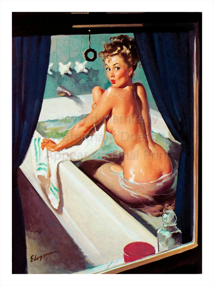 Vintage Pin-up Sexy Girl Rolled Canvas Print BATHING BEAUTY GI – poster no frame