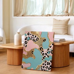 Wall Art Abstract Leopard Print Pink Blue Gold Glitter Pattern Decor Poster