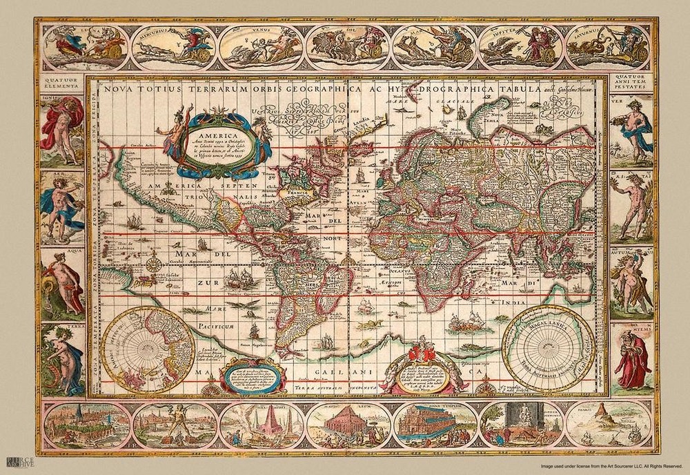 Ancient World Map Latin Illustration Cool Wall Art Print Poster 16×24