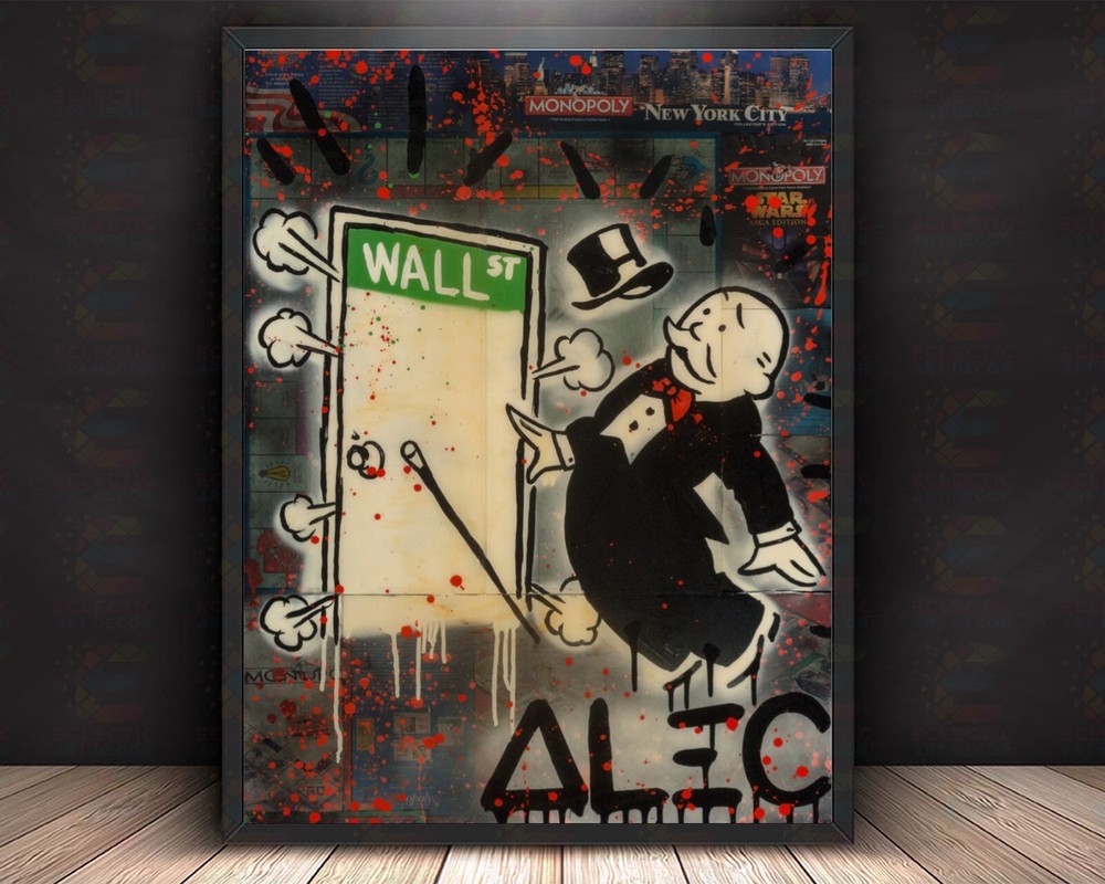 Alec Monopoly Wall St Art Print| Mounted Canvas | Framed Canvas |Acrylic