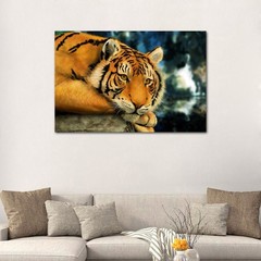 Thinking Tiger Canvas Painting Wall Art Home Room Decor Poster Print Wall Mural