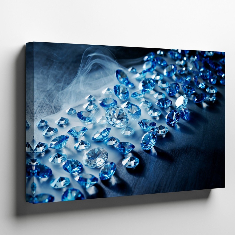 Wall Art Captivating Arrangement Of Various Blue Gemstones, Including Large