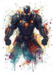 Superhero Comics Watercolor Splash Art Print Poster A4 8351