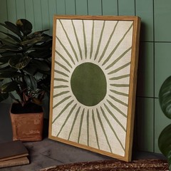 Mid Century Modern Boho Sun and Moon Canvas Prints – Wall Decor Set of 2