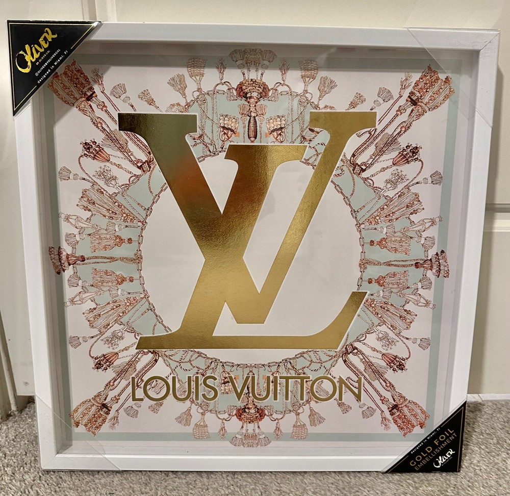 Oliver Gal Louis Vuitton LV Monogram Canvas Fashion Wall Art 16”x16” Rare Print