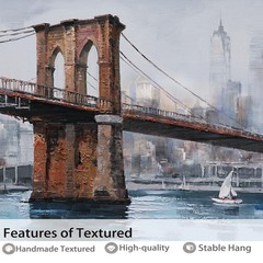 Brooklyn Bridge Wall Art Canvas Cityscape Painting Large 48″x24″, Skyline New…