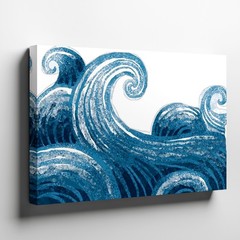 Blue ocean wave canvas wall art coastal beach decor modern abstract painting