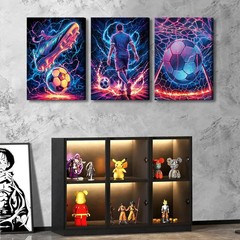 3Pcs Cool Soccer Canvas Wall Art Abstract Soccer Sneakers Posters Prints Pain…