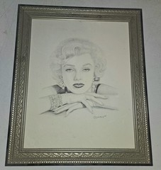 MARILYN MONROE 20×24″ Framed Pencil Sketch Canvas Art