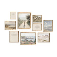 Christian Wall Art Set of 9,Bible Verses Wall Decor,Rustic Nature Sea&Mountai…
