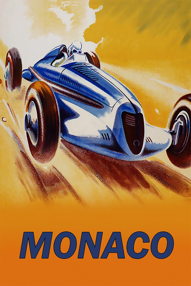 Monaco Vintage Auto Race Car 1940 Art Wall Indoor Room Outdoor – POSTER 20×30