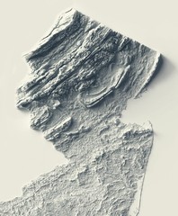 New Jersey Map, New Jersey 2D Relief Map, New Jersey Vintage Map – 2D Flat Print