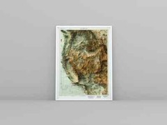 Western USA Map, Western USA 2D Relief Map – 2D Flat Print