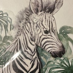 Zebra Wall Art Canvas Print 8”X 8” Wall Hook Zebra🦓 & Palm Tree🌴