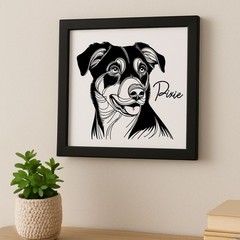 Personalized Laser Engraved Beauceron Dog Portrait on Wood in Frame Handcrafted