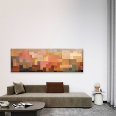 Panoramic Abstract Geometric Color Blocks Canvas Print Wall Art Home Decor
