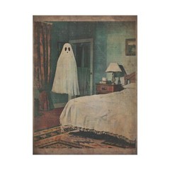 Vintage GHOST Wall Art, Retro Spirit Halloween Poster, Scary Supernatural Decor