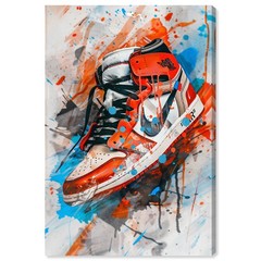 Notoriart Colorful Splatter Sneaker Gallery Wrapped Sneaker 1 Piece Canvas Wa…