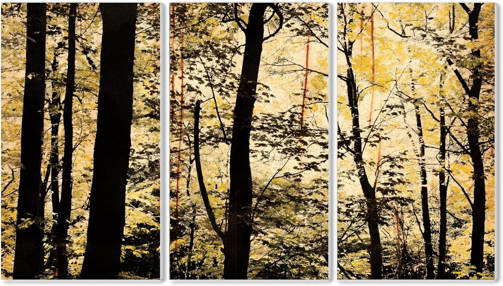 Golden Birch Forest Triptych Wall Art Set – Made in USA, 11×17 Inches