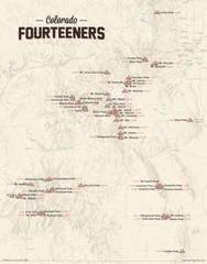 Colorado 14ers Map 11×14 Print (Tan) #021