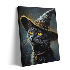 Haunted House Canvas Wall Art Framed Spooky Witchcraft Cottage Horror Picture