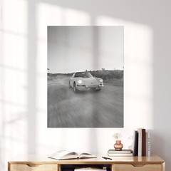 Vintage White Porsche Desert Classic Sports Cars Wall Art Poster Print