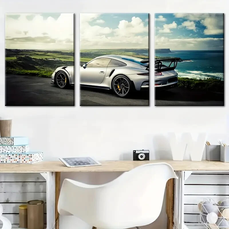 3pcs Sports Cars And Vehicles In Sunny Perfect Wall Art Canvas Unframed/Framed